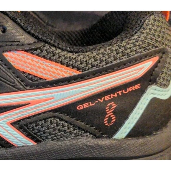 ASICS GEL VENTURE 8 WOMENS sz 6.5 BLACK CORAL RUNNING HIKING SHOE SNEAKER Nice - Picture 6 of 11